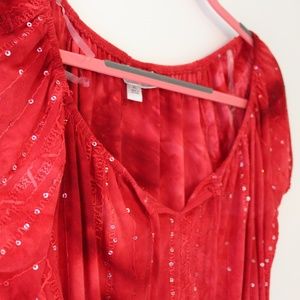 Dressbarn Sequined Red Top Size XL